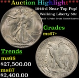 ***Major Highlight*** 1946-d Walking Liberty Half Dollar Near Top Pop! 50c ms67+ SEGS (fc)
