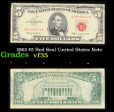 1963 $5 Red Seal United States Note Grades vf++