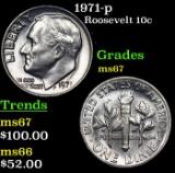 1971-p Roosevelt Dime 10c Grades GEM++ Unc