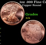 1oz .999 Fine Copper Bullion Round - Walking Liberty Style Grades Ungraded