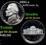 1991-s Proof Jefferson Nickel 5c GEM++ Proof Deep Cameo USCG