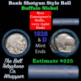 Buffalo Nickel Shotgun Roll in Old Bank Style 'Bell Telephone' Wrapper 1928 & d Mint Ends