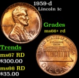 1959-d Lincoln Cent 1c Grades GEM++ RD