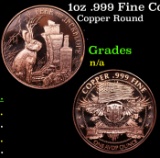 1oz .999 Fine Copper Bullion Round - Jackalope Style Grades Ungraded