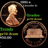 1991-s Proof Lincoln Cent 1c GEM++ Proof Deep Cameo USCG