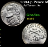 2004-p Peace Medal Jefferson Nickel 5c Grades GEM Unc