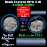 Buffalo Nickel Shotgun Roll in Old Bank Style 'Bell Telephone' Wrapper 1926 & p Mint Ends