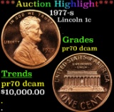 ***Auction Highlight*** 1977-s Proof Lincoln Cent 1c GEM++ Proof Deep Cameo USCG (fc)