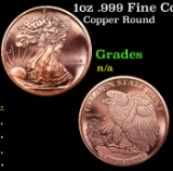 1oz .999 Fine Copper Bullion Round - Walking Liberty Style Grades Ungraded