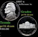 1997-s Proof Jefferson Nickel 5c GEM++ Proof Deep Cameo USCG