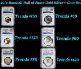***Major Highlight*** 2014 Baseball Hall of Fame Gold & Silver 6 Coin Set MS/PR70 NGC (fc)