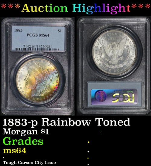*Highlight* PCGS 1883-p Morgan Dollar Rainbow Toned $1 ms64 PCGS (fc)