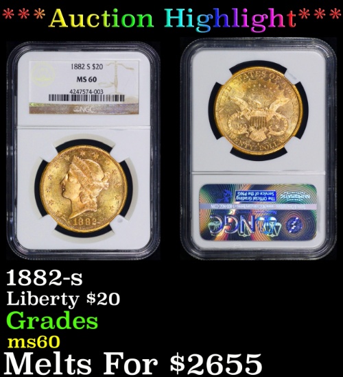 *Highlight* NGC 1882-s Gold Liberty Double Eagle $20 ms60 NGC (fc)