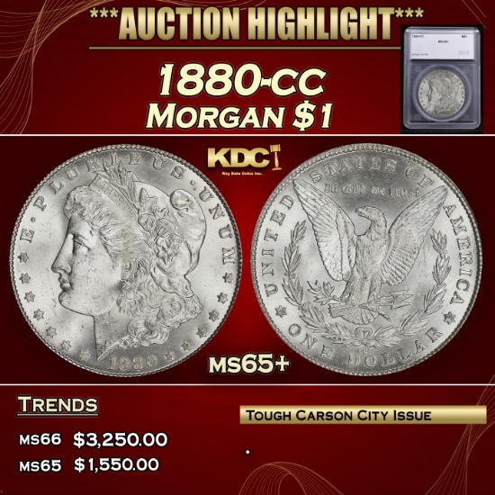 *Highlight* 1880-cc Morgan Dollar $1 ms65+ SEGS (fc)