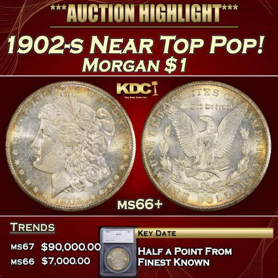 *Highlight* 1902-s Morgan Dollar Near Top Pop! $1 ms66+ SEGS (fc)