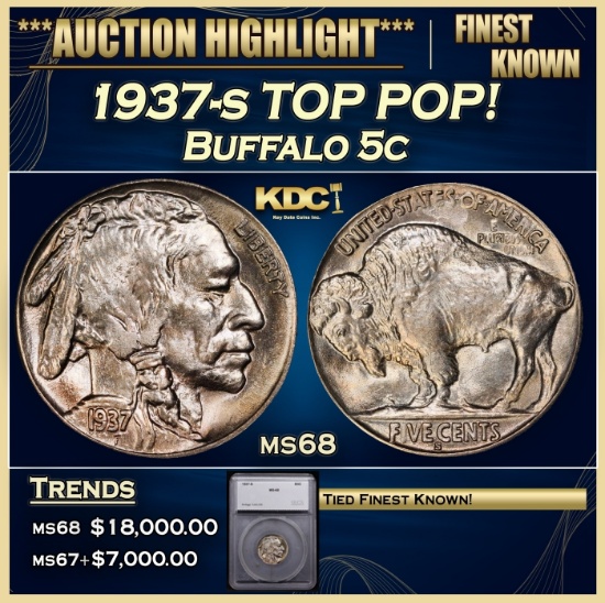 *Highlight* 1937-s Buffalo Nickel TOP POP! 5c ms68 SEGS (fc)
