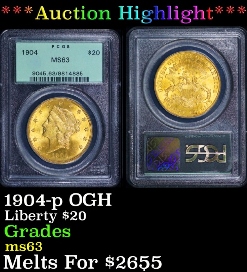 *Highlight* PCGS 1904-p Gold Liberty Double Eagle OGH $20 ms63 PCGS (fc)