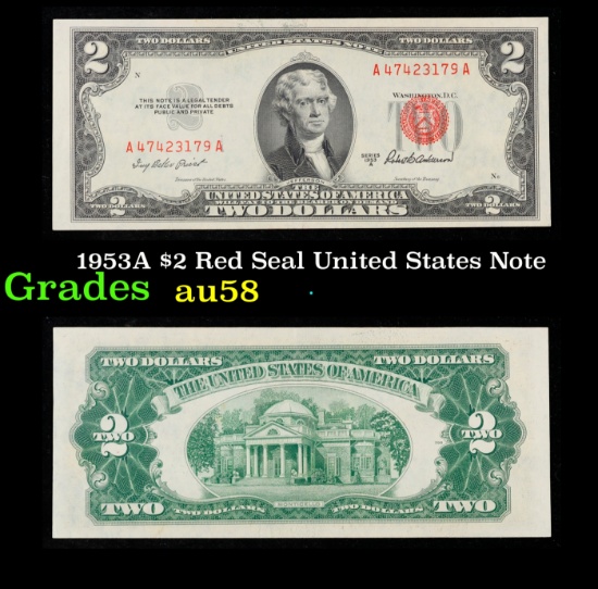1953A $2 Red Seal United States Note Grades Choice AU/BU Slider