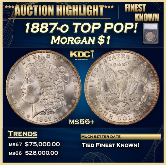 *Highlight* 1887-o Morgan Dollar TOP POP! $1 ms66+ SEGS (fc)