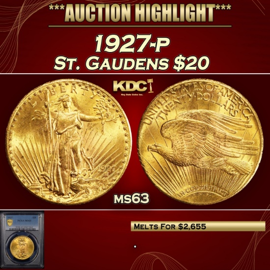 ***Major Highlight*** PCGS 1927-p Gold St. Gaudens Double Eagle $20 ms63 PCGS (fc)