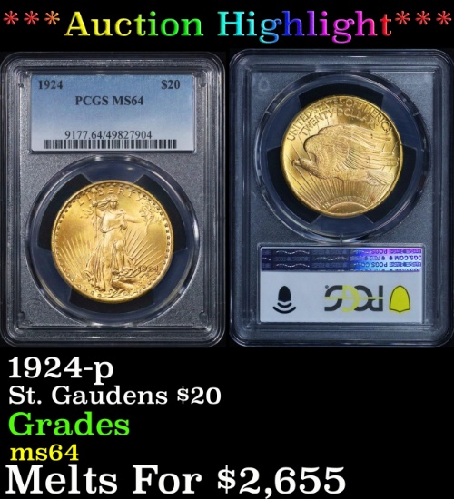 ***Major Highlight*** PCGS 1924-p Gold St. Gaudens Double Eagle $20 ms64 PCGS (fc)