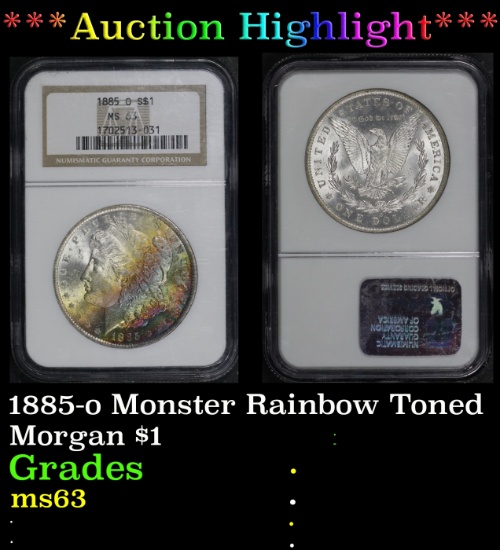 *Highlight* NGC 1885-o Morgan Dollar Monster Rainbow Toned $1 ms63 NGC (fc)