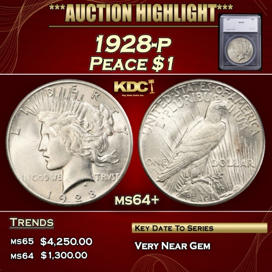 *Highlight* 1928-p Peace Dollar $1 ms64+ SEGS (fc)