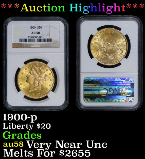 *Highlight* NGC 1900-p Gold Liberty Double Eagle $20 au58 NGC (fc)