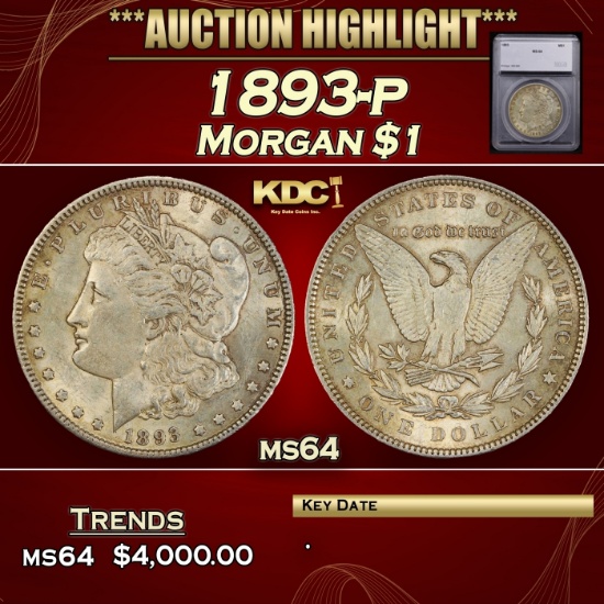 *Highlight* 1893-p Morgan Dollar $1 ms64 SEGS (fc)