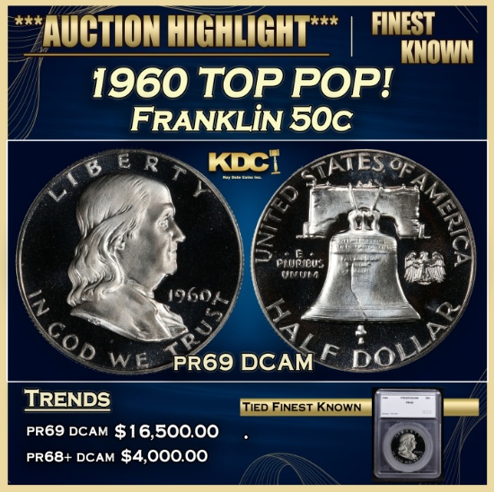 *Highlight* 1960 Proof Franklin Half Dollar TOP POP! 50c pr69 DCAM SEGS (fc)