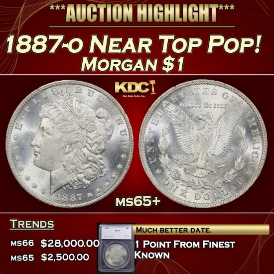 *Highlight* 1887-o Morgan Dollar Near Top Pop! $1 ms65+ SEGS (fc)