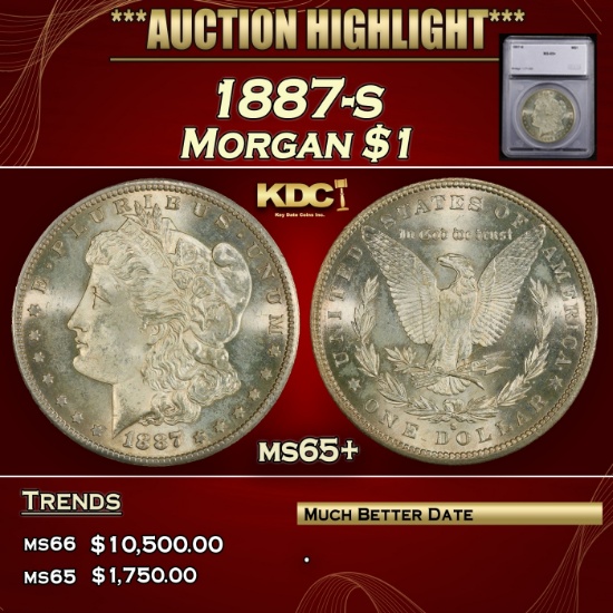 *Highlight* 1887-s Morgan Dollar $1 ms65+ SEGS (fc)