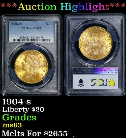 *Highlight* PCGS 1904-s Gold Liberty Double Eagle $20 ms63 PCGS (fc)