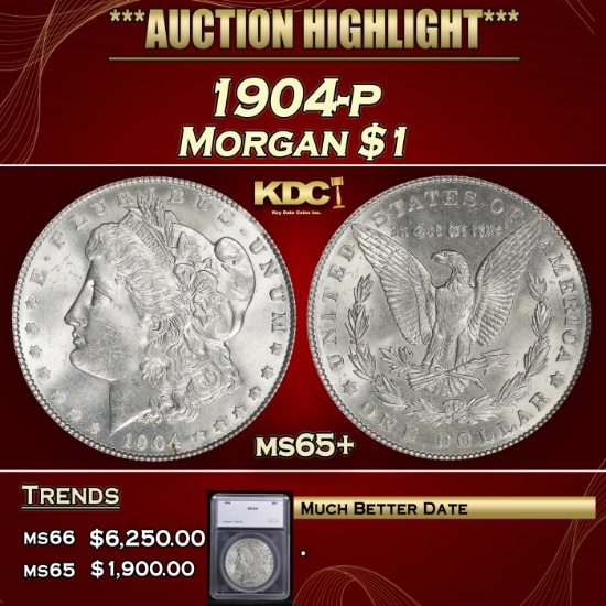 *Highlight* 1904-p Morgan Dollar $1 ms65+ SEGS (fc)