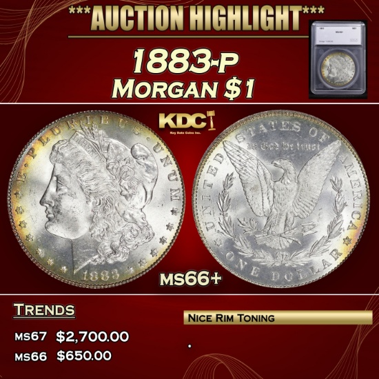 *Highlight* 1883-p Morgan Dollar $1 ms66+ SEGS (fc)