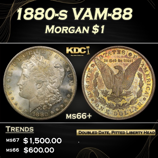 1880-s Morgan Dollar VAM-88 $1 Grades GEM++ Unc