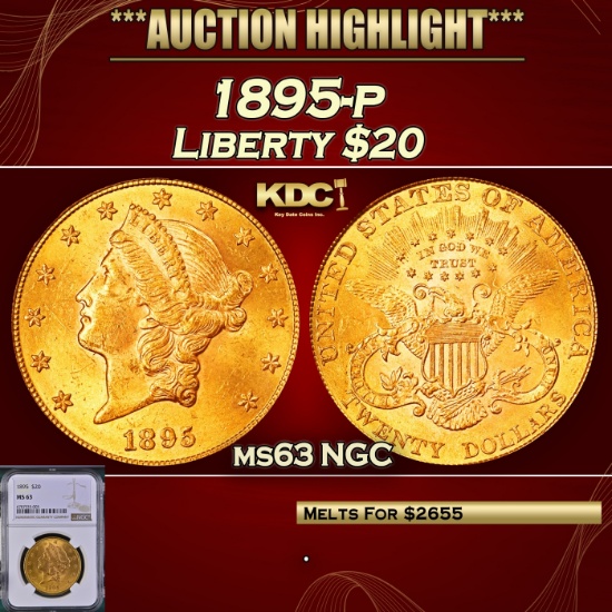 *Highlight* NGC 1895-p Gold Liberty Double Eagle $20 ms63 NGC (fc)