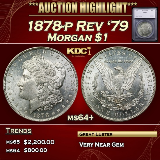 *Highlight* 1878-p Rev '79 Morgan Dollar $1 ms64+ SEGS (fc)