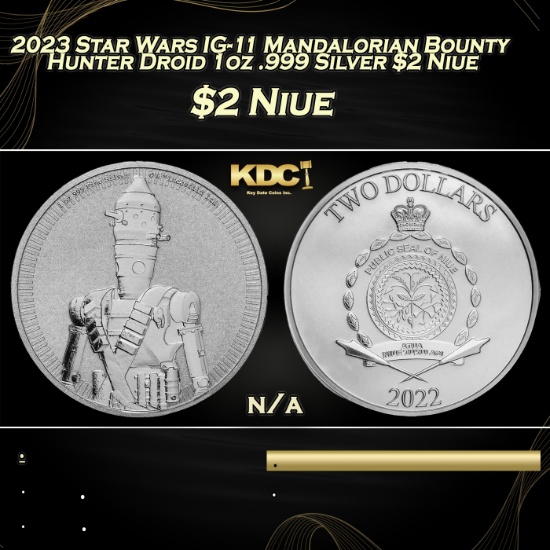 2023 Star Wars IG-11 Mandalorian Bounty Hunter Droid 1oz .999 Silver $2 Niue Grades Ungraded