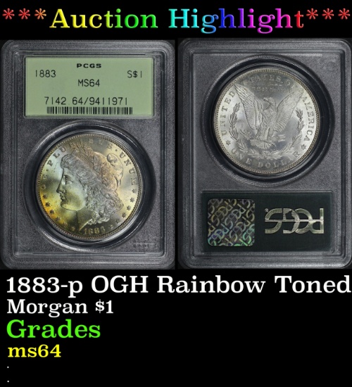 *Highlight* PCGS 1883-p Morgan Dollar OGH Rainbow Toned $1 ms64 PCGS (fc)