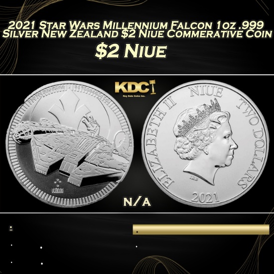 2021 Star Wars Millennium Falcon 1oz .999 Silver New Zealand $2 Niue Commerative Coin Grades Ungrade