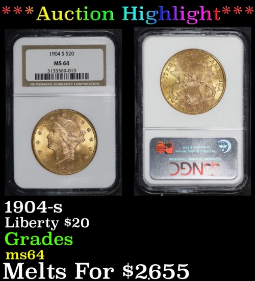 *Highlight* NGC 1904-s Gold Liberty Double Eagle $20 ms64 NGC (fc)