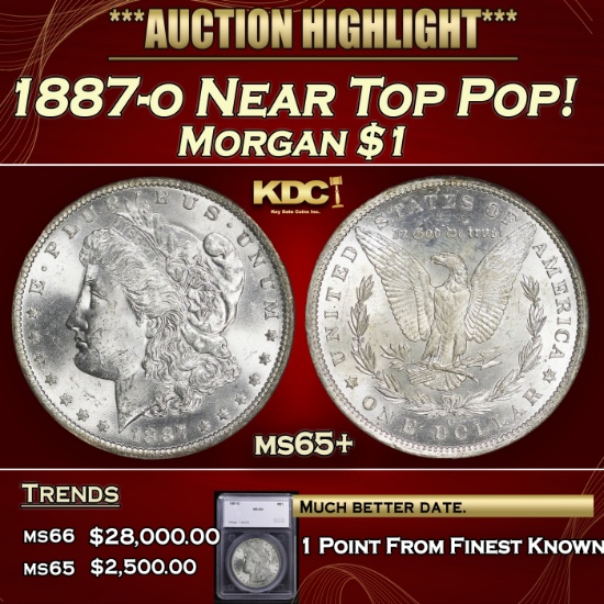 *Highlight* 1887-o Morgan Dollar Near Top Pop! $1 ms65+ SEGS (fc)