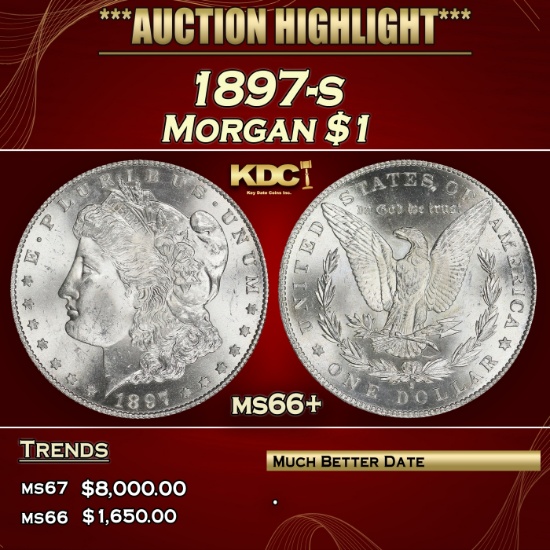 *Highlight* 1897-s Morgan Dollar $1 ms66+ SEGS (fc)