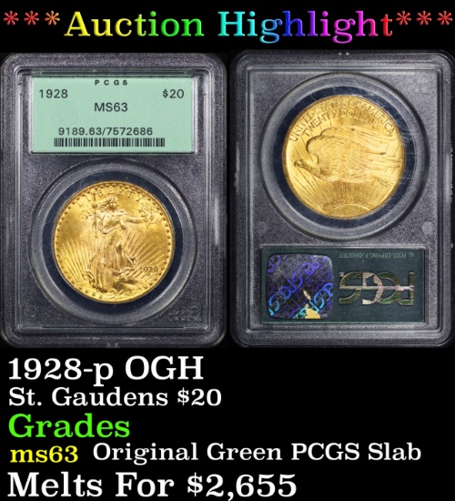 ***Major Highlight*** PCGS 1928-p Gold St. Gaudens Double Eagle OGH $20 ms63 PCGS (fc)