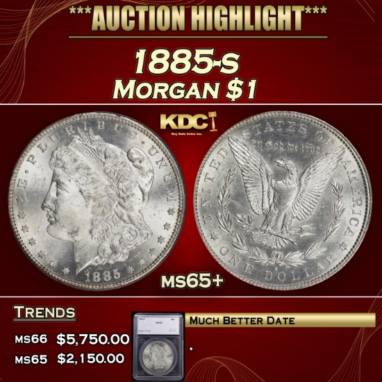 *Highlight* 1885-s Morgan Dollar $1 ms65+ SEGS (fc)
