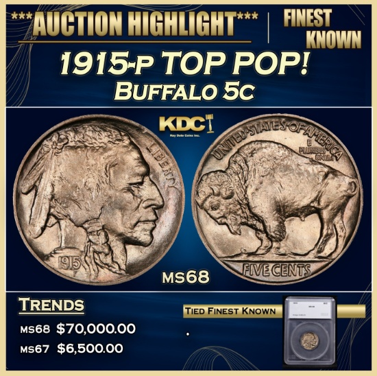 *Highlight* 1915-p Buffalo Nickel TOP POP! 5c ms68 SEGS (fc)