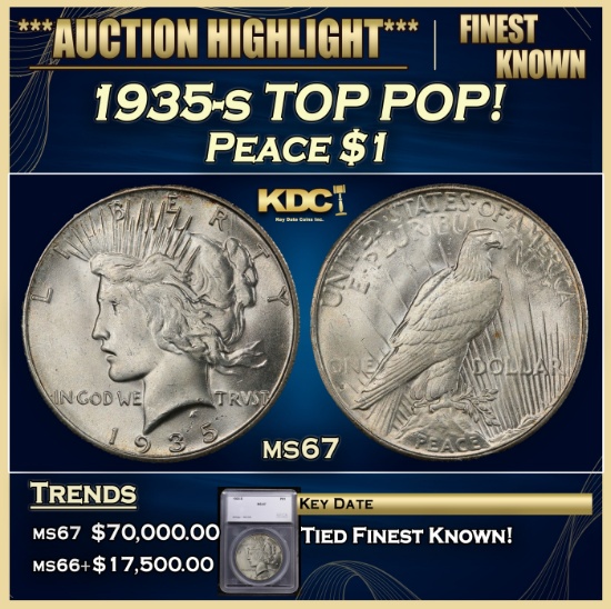 *Highlight* 1935-s Peace Dollar TOP POP! $1 ms67 SEGS (fc)