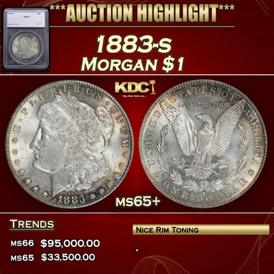 *Highlight* 1883-s Morgan Dollar $1 ms65+ SEGS (fc)