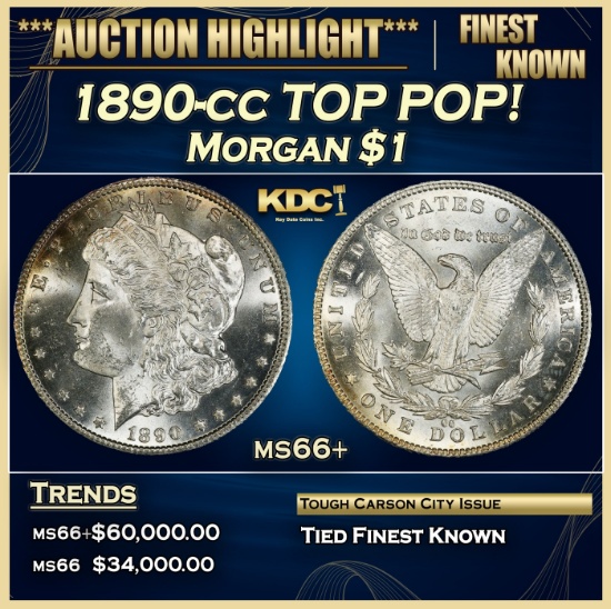 *Highlight* 1890-cc Morgan Dollar TOP POP! $1 ms66+ SEGS (fc)